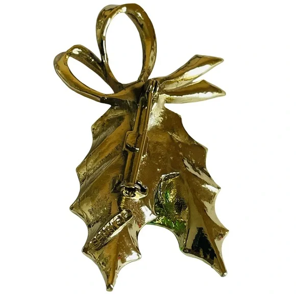 Vintage Signed Gerry’s Holly Leaf Christmas Brooch - Picture 4 of 5